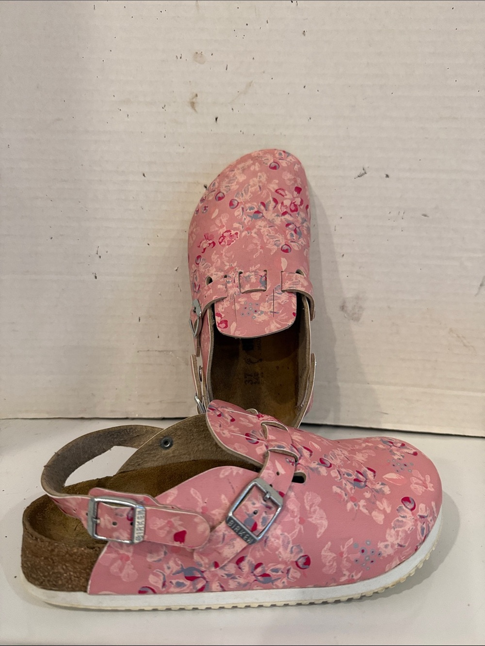 Birkenstock Kay Super Grip Flower Field Rose Mules Clogs (sz US 6 or Euro 37)